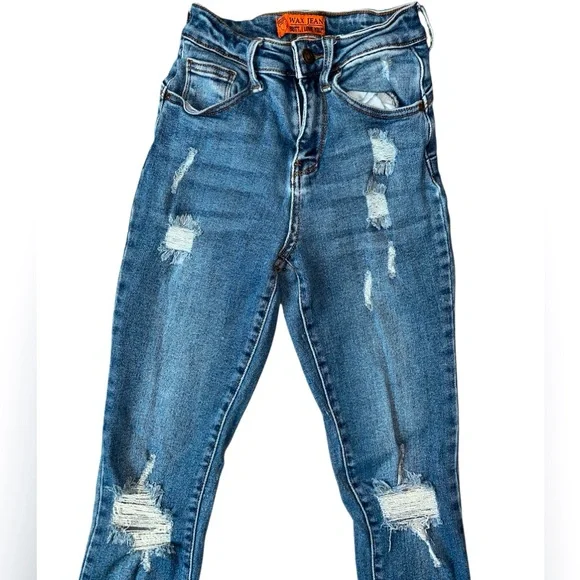 Wax Jean Blue Distressed Skinny Jeans - Picture 2 of 5